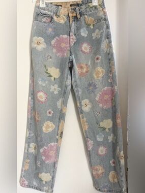 wild fable Pastel Floral Light Blue Straight-Leg Jeans size 0